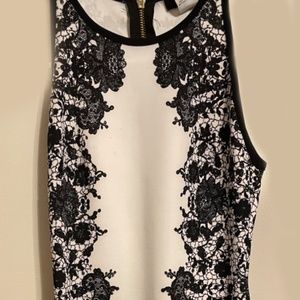Short little black and white lace pattern dress